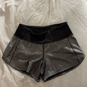 lululemon athletica Black and Speckled Gray Shorts (2.5 inch Speed Up Shorts)